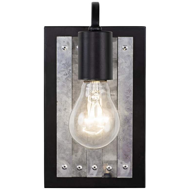 Image 1 Abbey Rose 9" High Black and Galvanized Steel Wall Sconce