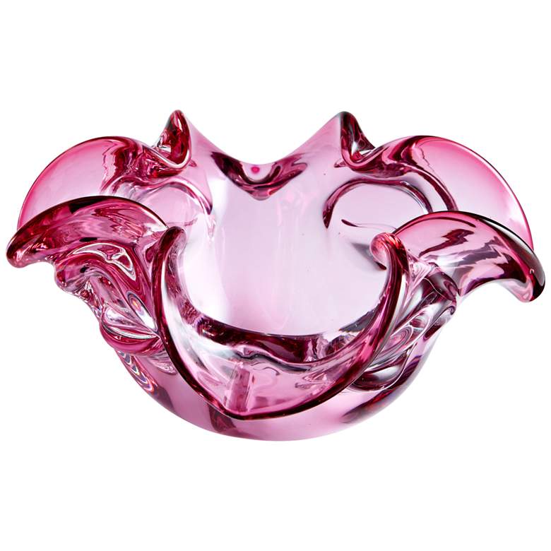 Image 1 Abbie Bright Pink 10 inch Wide Decorative Glass Bowl