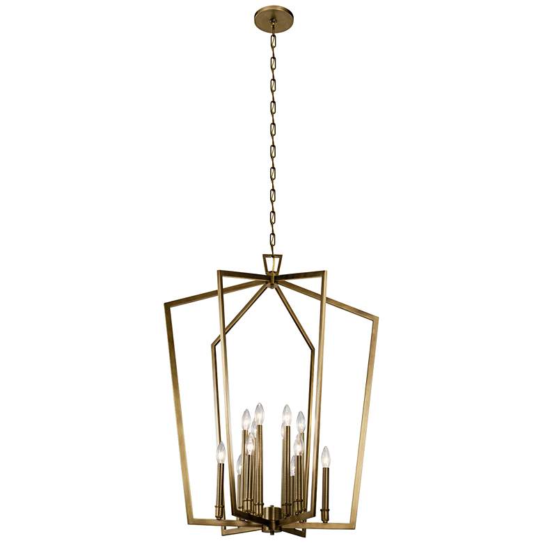 Image 2 Abbotswell 30 inch Wide Natural Brass 12-Light Foyer Chandelier