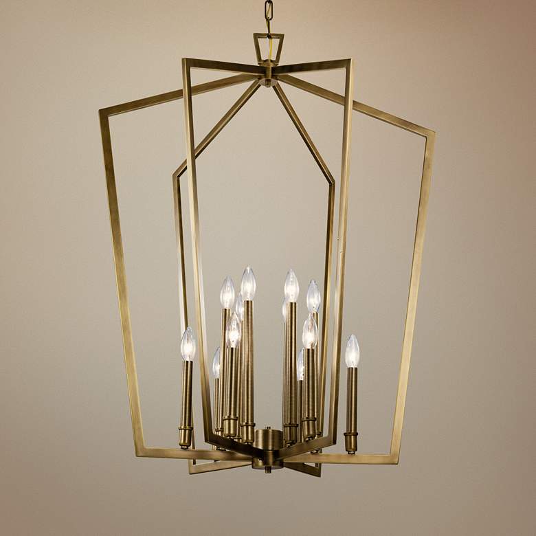 Image 1 Abbotswell 30 inch Wide Natural Brass 12-Light Foyer Chandelier