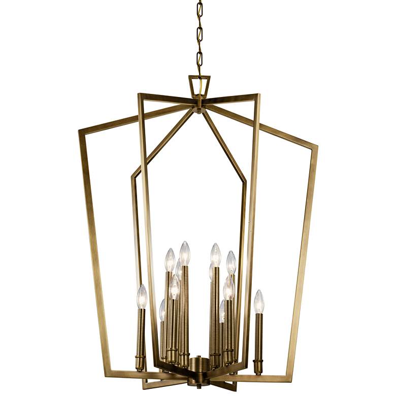 Image 3 Abbotswell 30 inch Wide Natural Brass 12-Light Foyer Chandelier more views