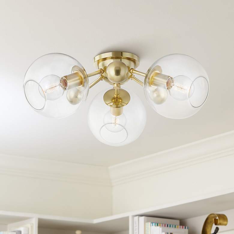 Image 1 Abbott 24 1/2" Wide Aged Brass 3-Light Ceiling Light