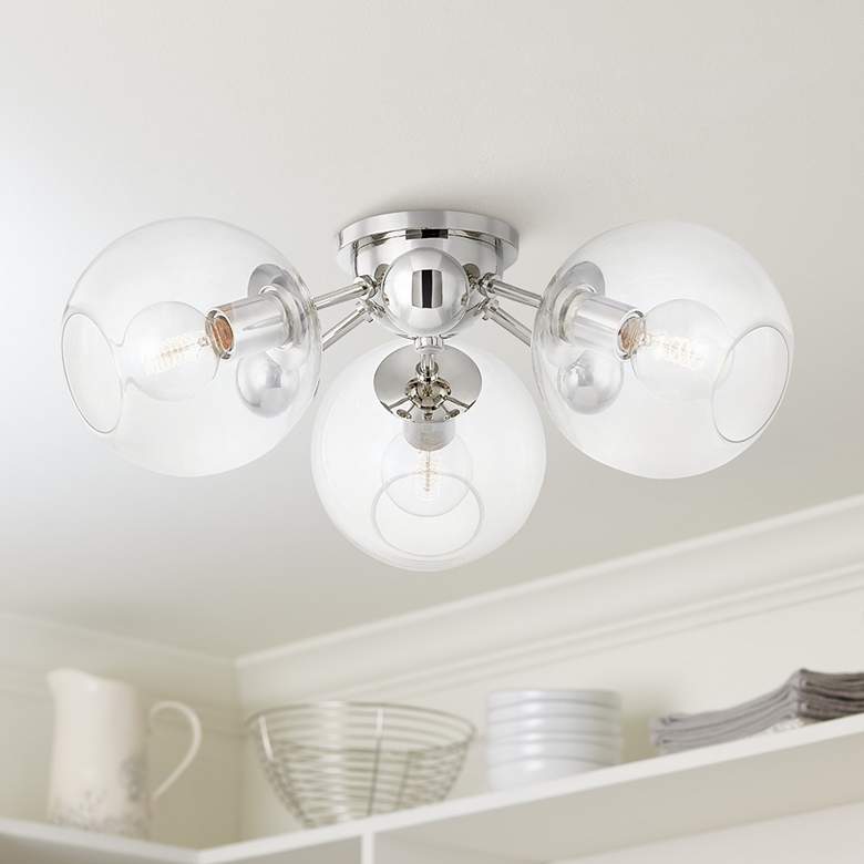 Image 1 Abbott 24 1/2" Wide Polished Nickel 3-Light Ceiling Light