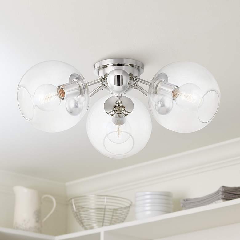 Image 1 Abbott 24 1/2 inch Wide Polished Nickel 3-Light Ceiling Light