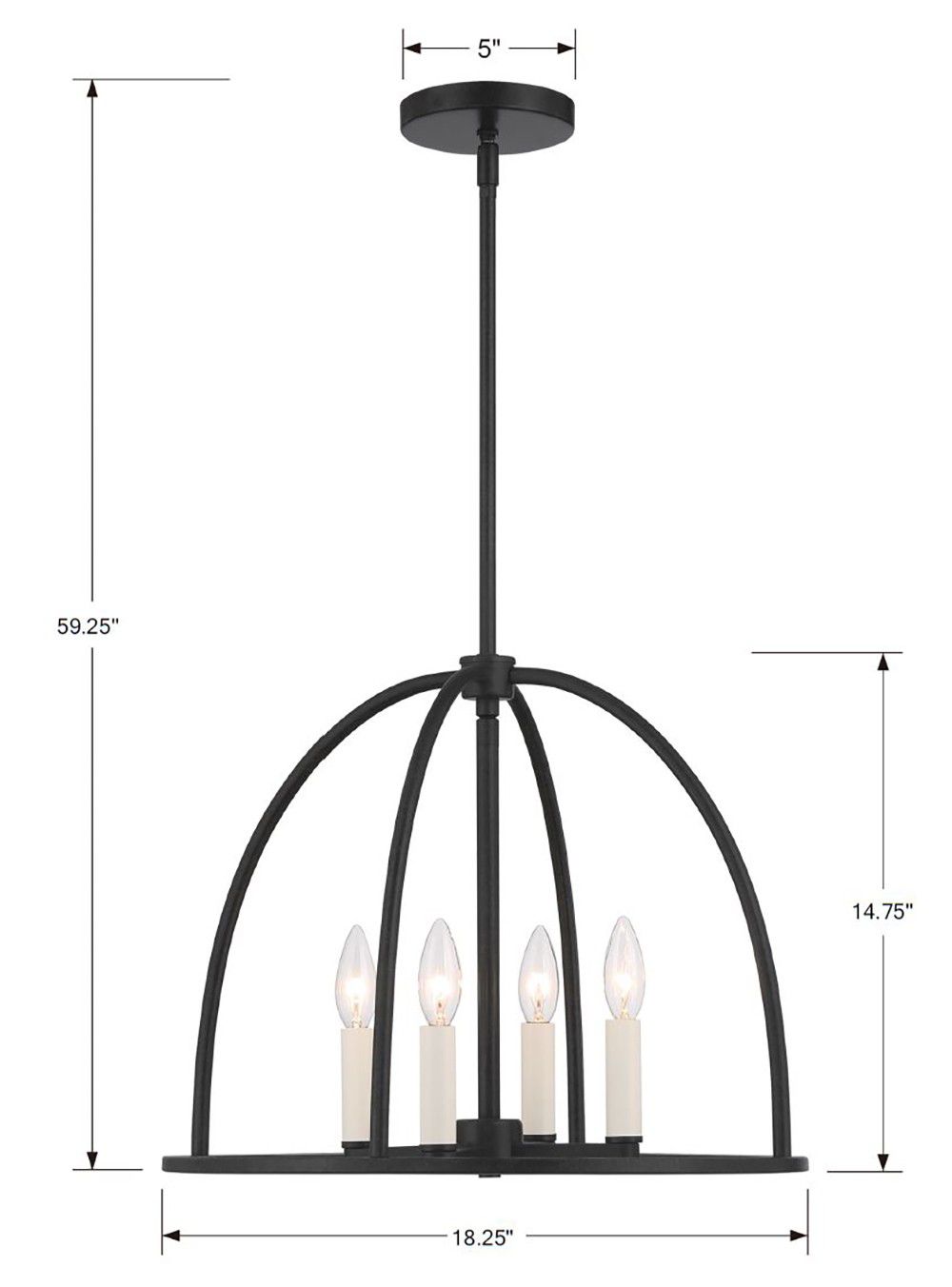 Abbott 4 Light Black Chandelier