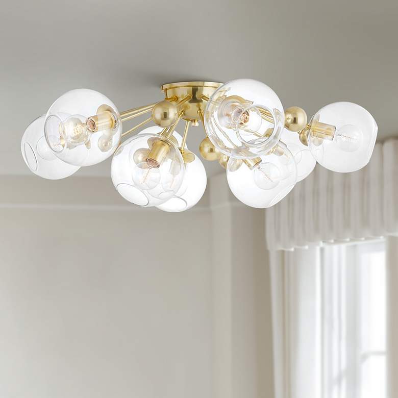 Image 1 Abbott 41 3/4" Wide Aged Brass 9-Light Ceiling Light