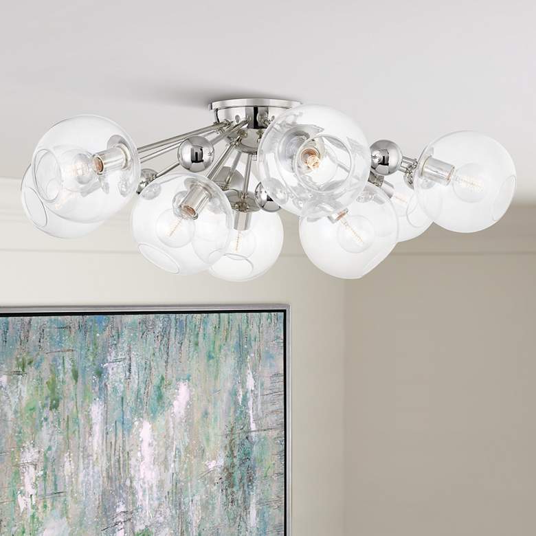 Image 1 Abbott 41 3/4" Wide Polished Nickel 9-Light Ceiling Light