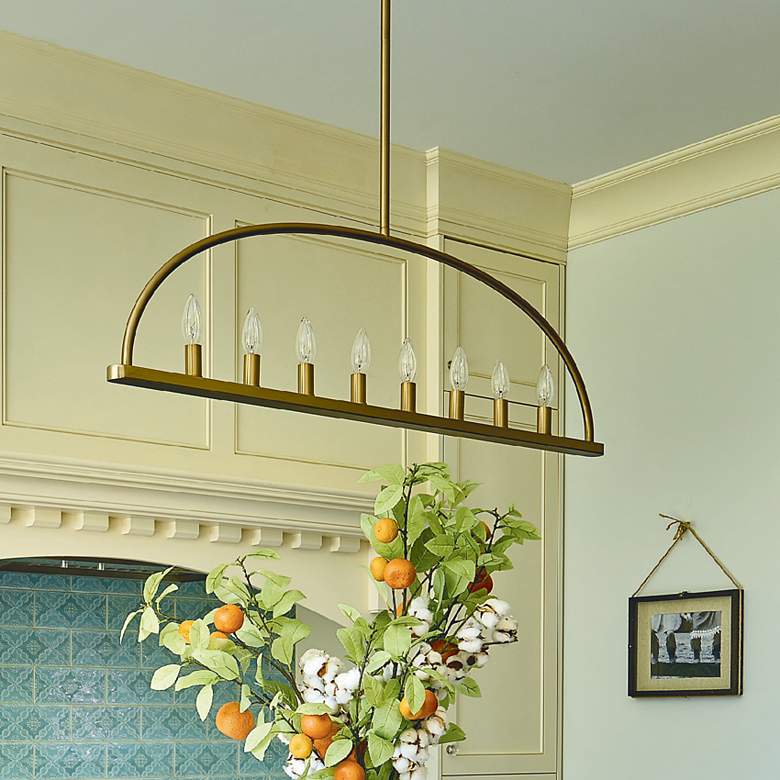 Image 1 Abbott 42" Wide Vibrant Gold 8-Light Linear Chandelier