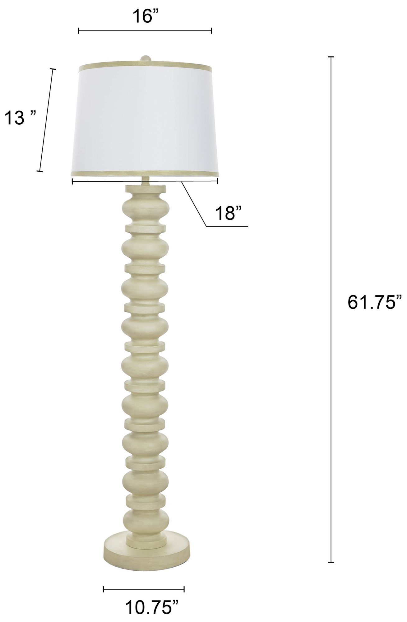Image 7 Abbott 62" High Pettye Ivory Floor Lamp with White Shade more views