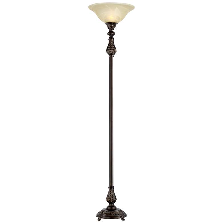 Image 1 Abbott Torchiere Floor Lamp with Glass Shade