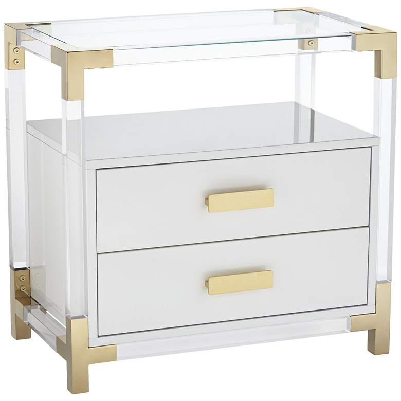 Image 3 Abby 23 1/2" Wide White and Gold Acrylic Accent Table