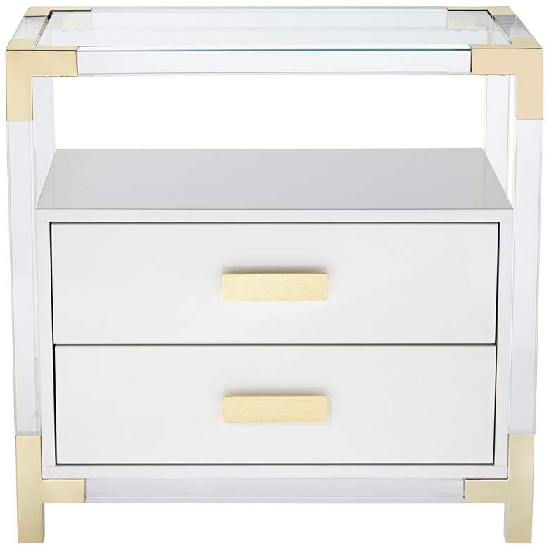 Image 7 Abby 23 1/2" Wide White and Gold Acrylic Accent Table more views