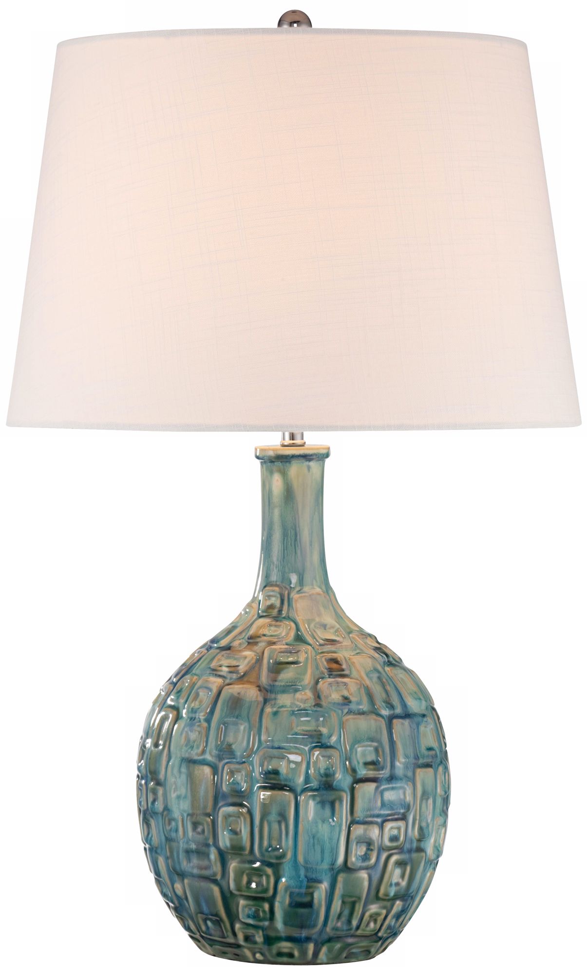 Image 3 Abby 26" High Mid-Century Teal Ceramic Gourd Table Lamp