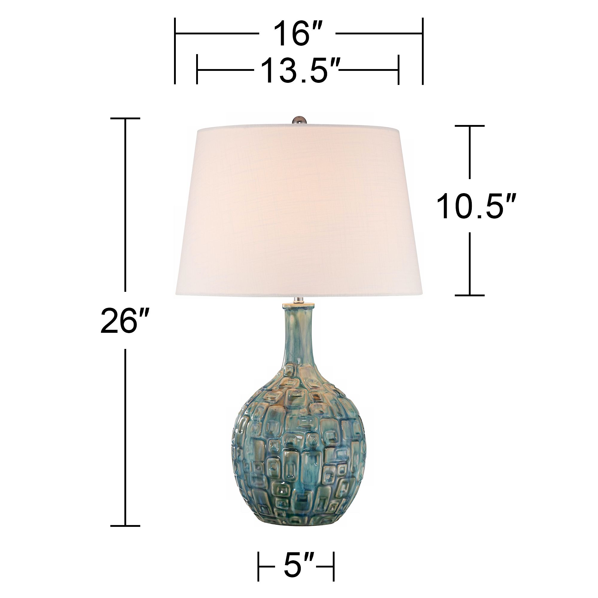 Image 7 Abby 26" High Mid-Century Teal Ceramic Gourd Table Lamp more views