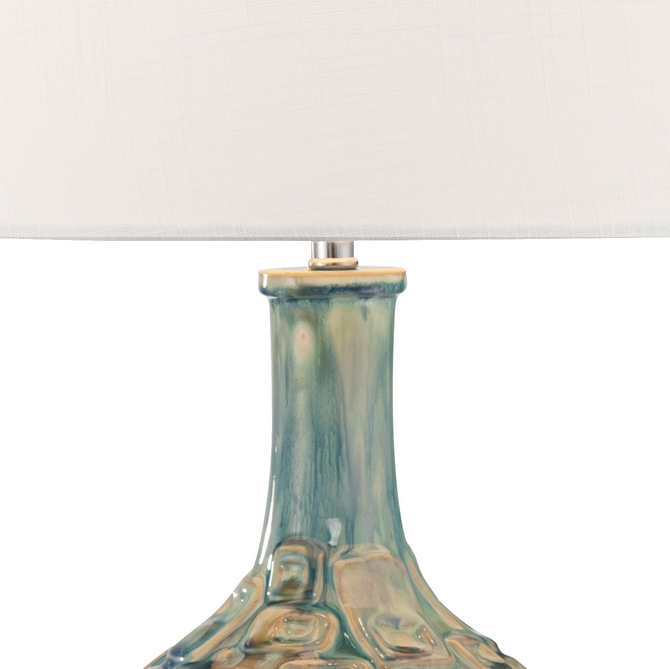 Image 5 Abby 26" High Mid-Century Teal Ceramic Gourd Table Lamp more views