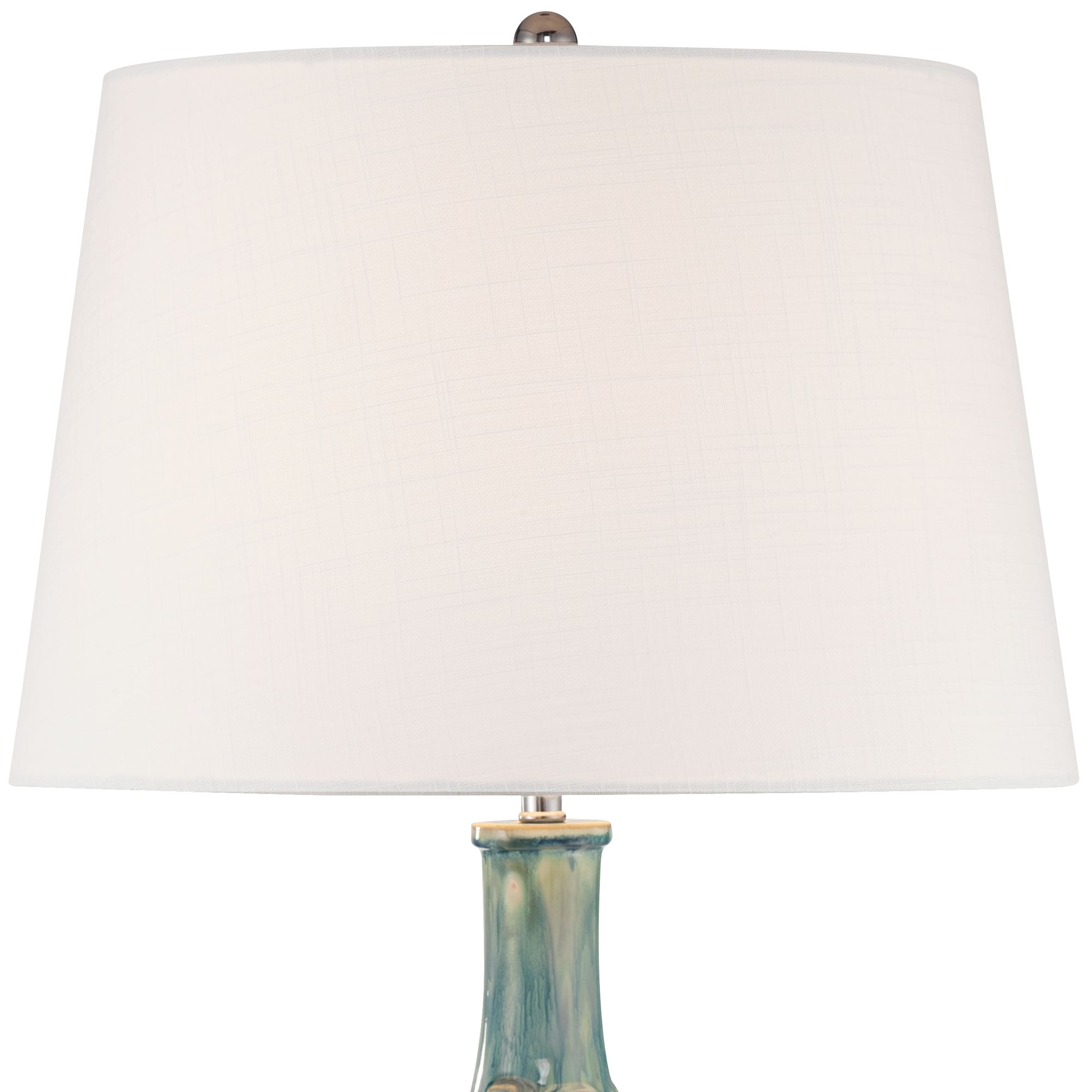 Image 4 Abby 26" Mid-Century Teal Ceramic Gourd Table Lamps Set of 2 more views
