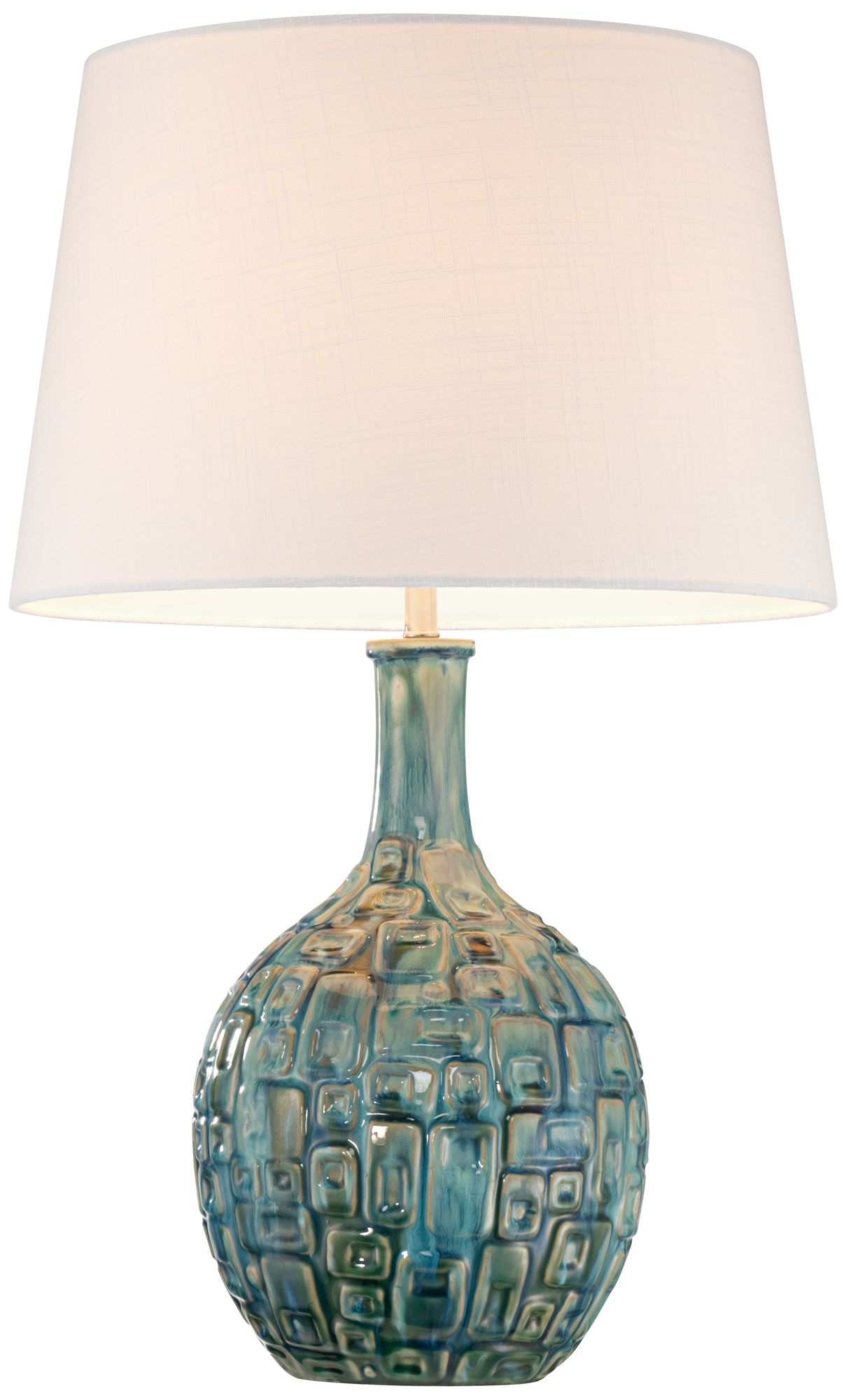 Image 6 Abby 26" Mid-Century Teal Ceramic Gourd Table Lamps Set of 2 more views