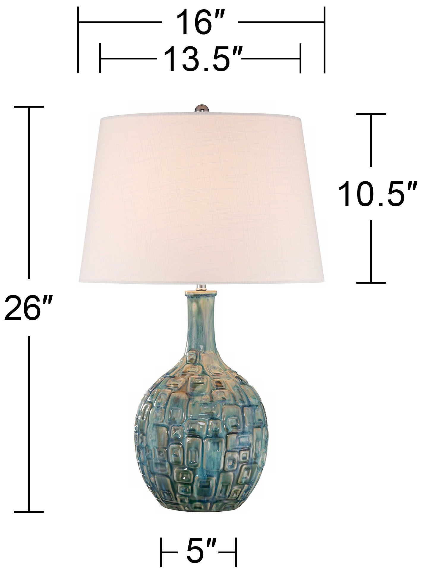 Image 7 Abby 26" Mid-Century Teal Ceramic Gourd Table Lamps Set of 2 more views