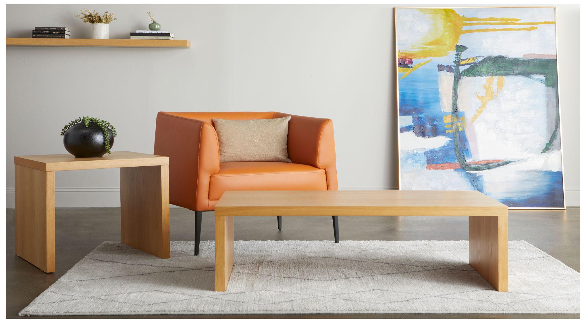 Abby 47 1/4" Wide Oak Veneer Wood Rectangular Coffee Table in scene