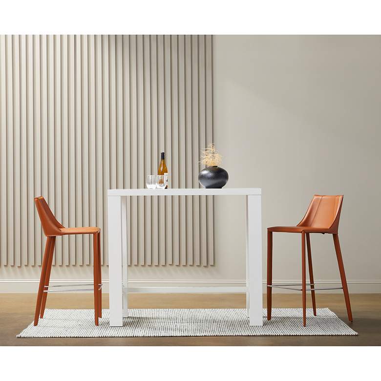 Image 6 Abby 47" Wide Gloss White Bar Table more views
