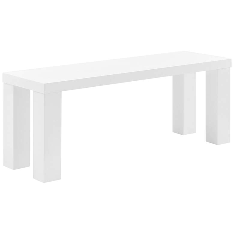 Image 1 Abby 49" Wide Gloss White Lacquer Wood Bench