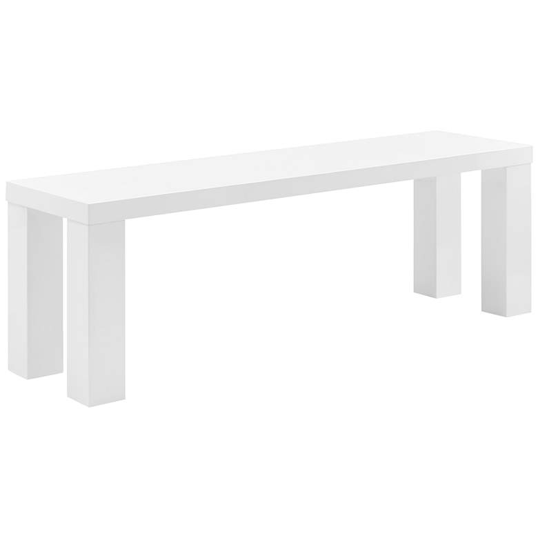 Image 1 Abby 57" Wide High Gloss White Lacquer Wood Bench