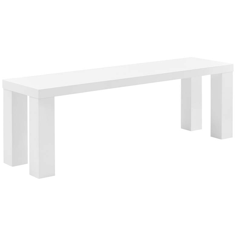 Image 4 Abby 57" Wide High Gloss White Lacquer Wood Bench more views