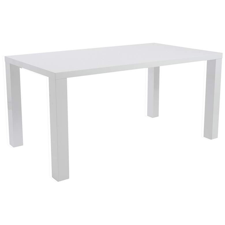 Image 1 Abby 63" Wide White Lacquered Wood Rectangular Dining Table