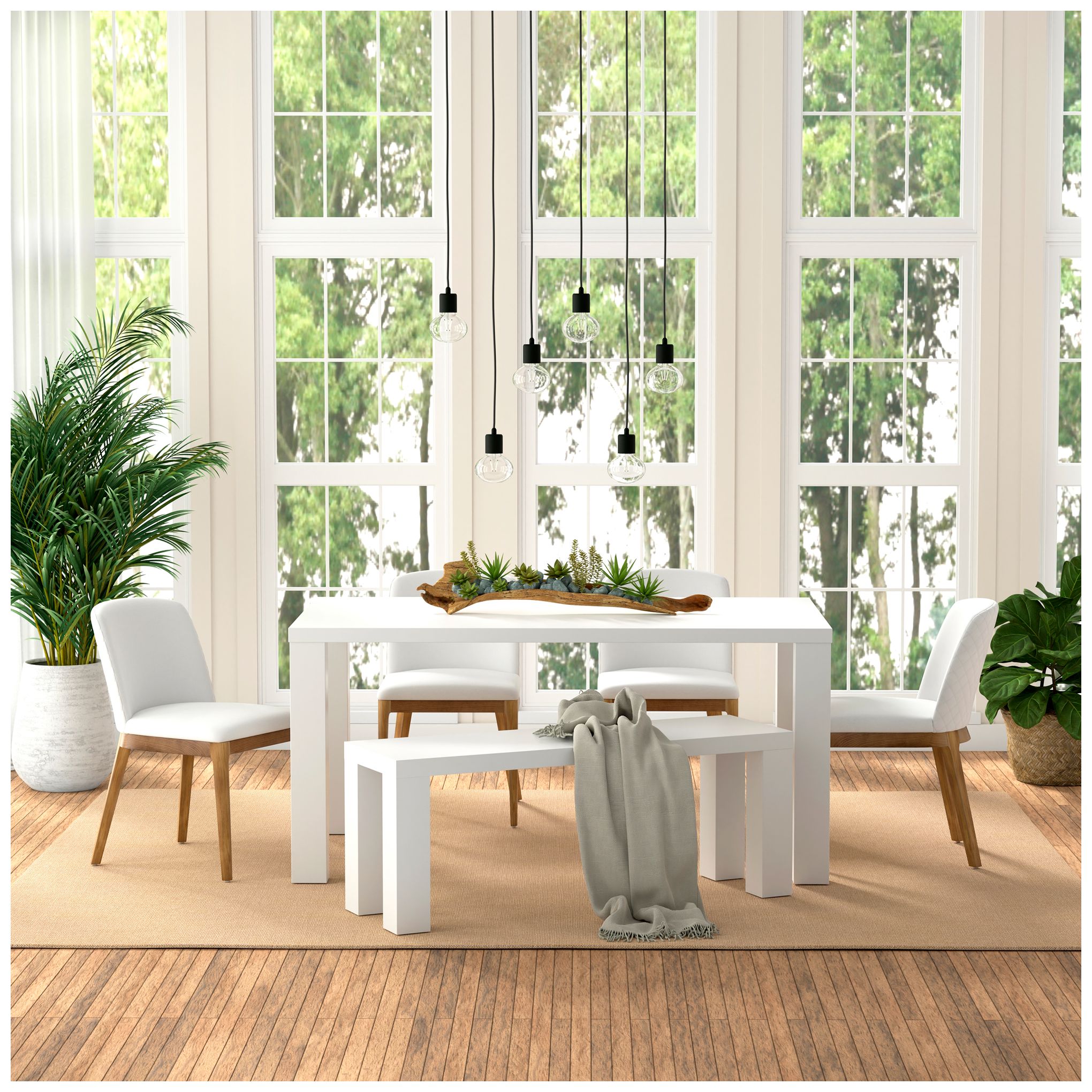 Image 6 Abby 63" Wide White Lacquered Wood Rectangular Dining Table more views