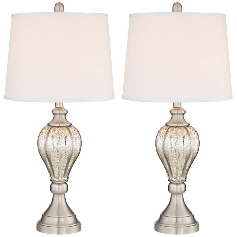 Image 1 Abby Brushed Steel and Mercury Glass Table Lamp Set of 2
