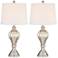 Abby Brushed Steel and Mercury Glass Table Lamp Set of 2