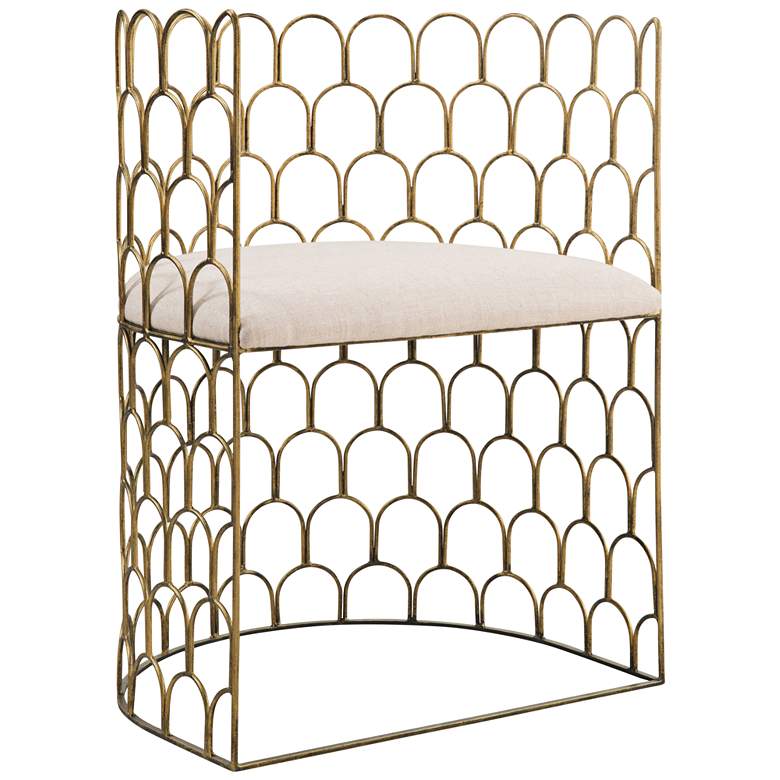 Image 1 Abby Gold Metal and Beige Linen Armchair