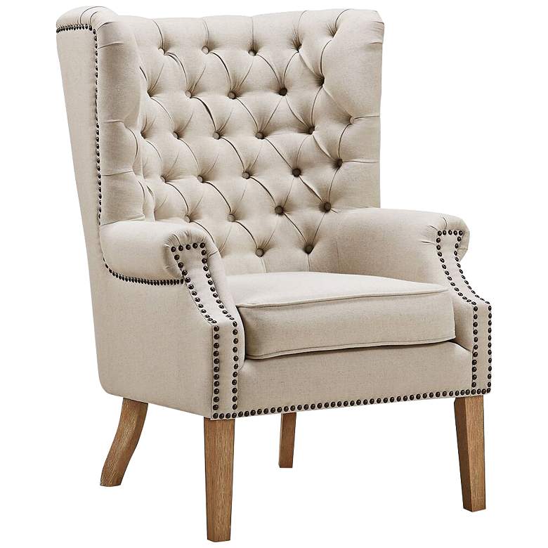 Image 1 Abe Beige Linen Wing Armchair