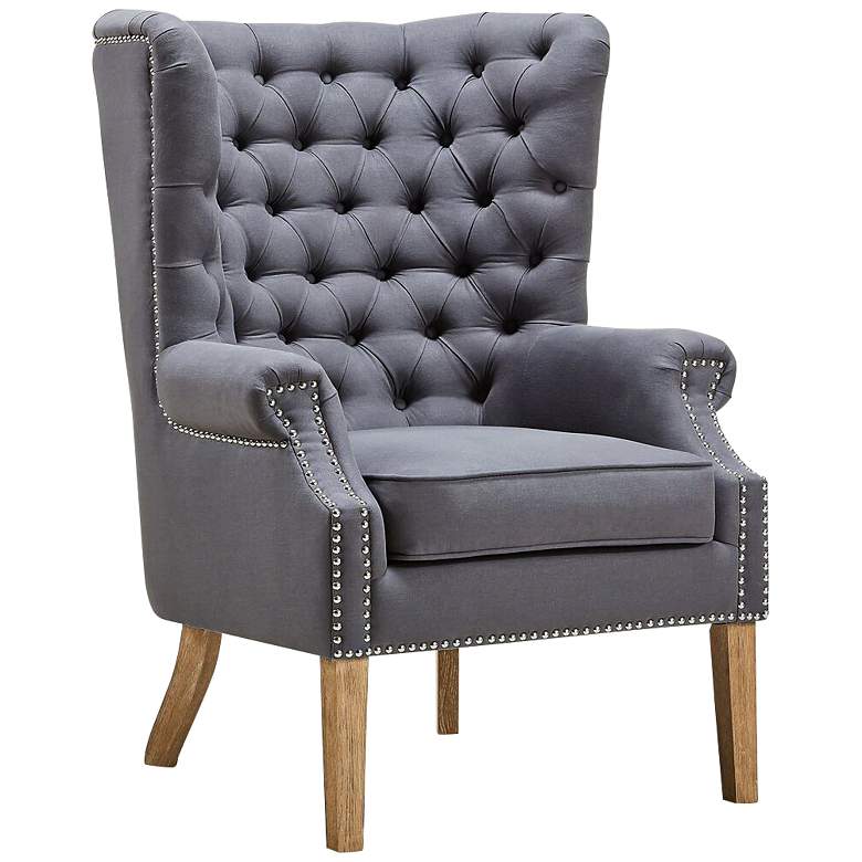 Image 1 Abe Gray Linen Wing Armchair