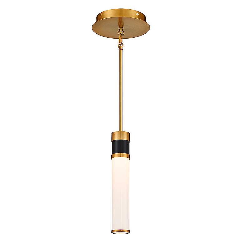 Image 2 Abel 2 3/4" Wide Matte Black and Warm Brass LED Mini Pendant more views