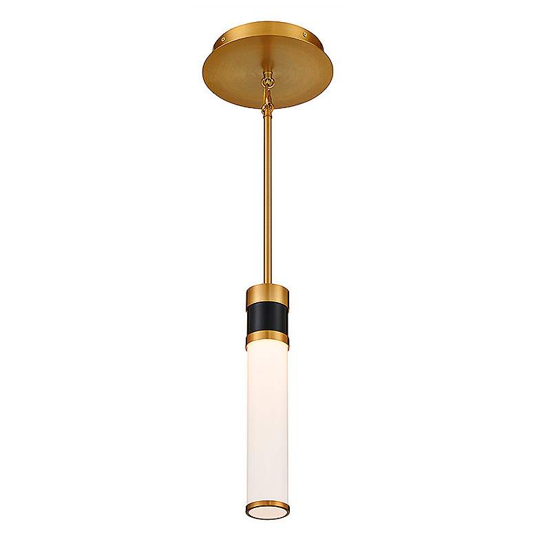 Image 3 Abel 2 3/4" Wide Matte Black and Warm Brass LED Mini Pendant more views