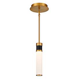 Image5 of Abel 2 3/4" Wide Matte Black and Warm Brass LED Mini Pendant more views