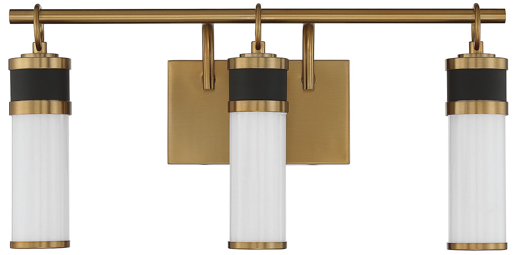 Image 3 Abel 3-Light LED Bathroom Vanity Light Matte Black with Warm Brass Accents more views