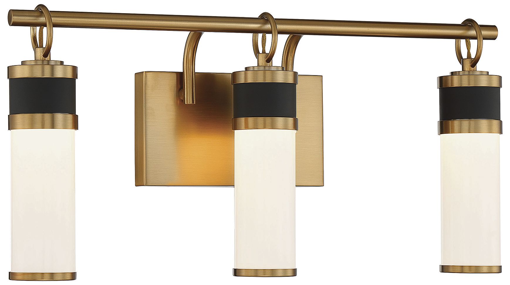Image 4 Abel 3-Light LED Bathroom Vanity Light Matte Black with Warm Brass Accents more views