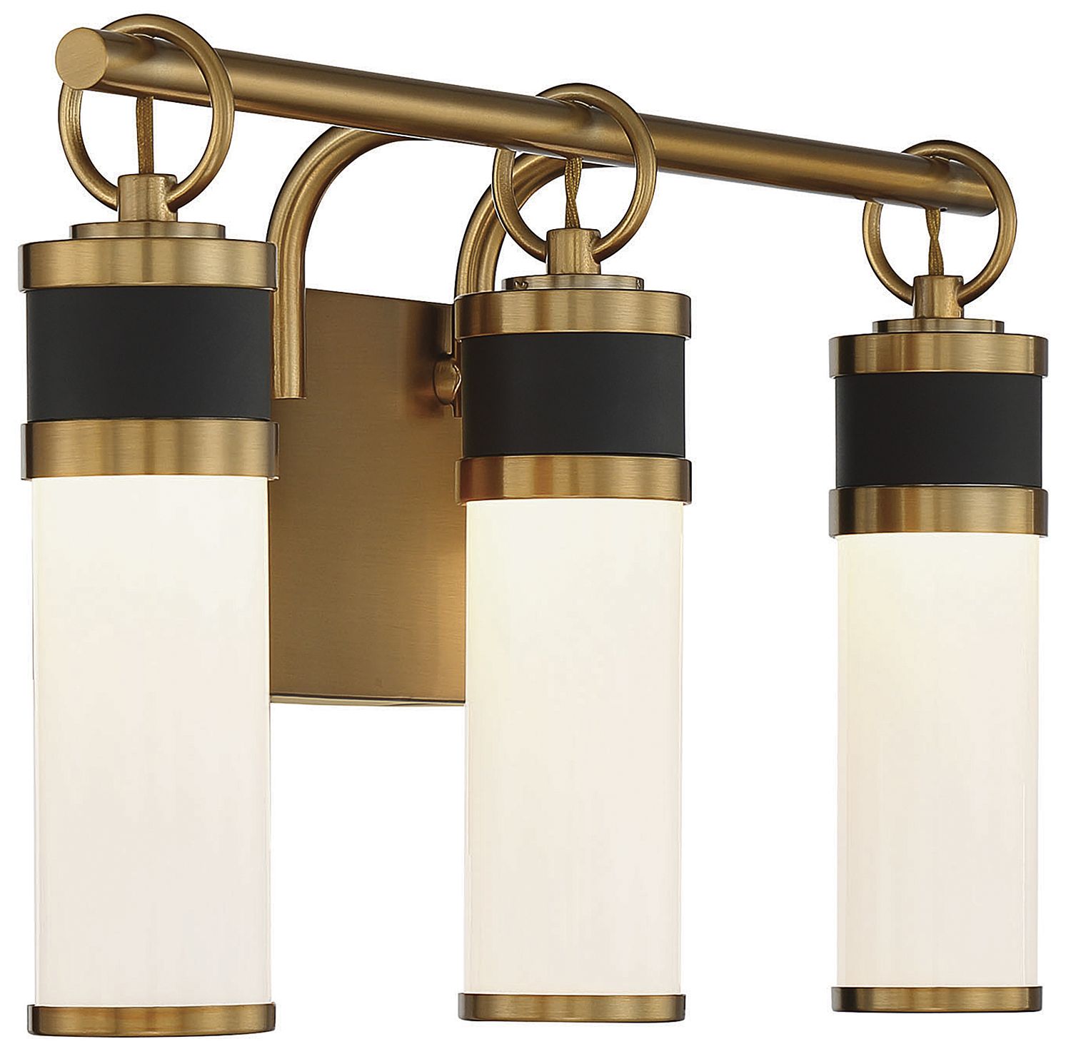 Image 5 Abel 3-Light LED Bathroom Vanity Light Matte Black with Warm Brass Accents more views