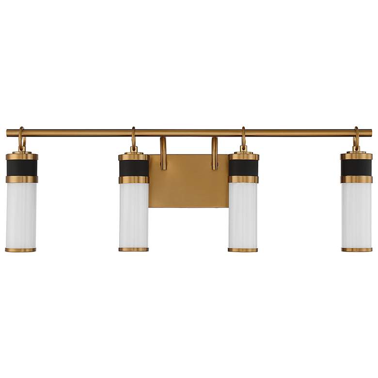 Image 2 Abel 30"W Warm Brass with Matte Black 4-Light LED Bath Light more views