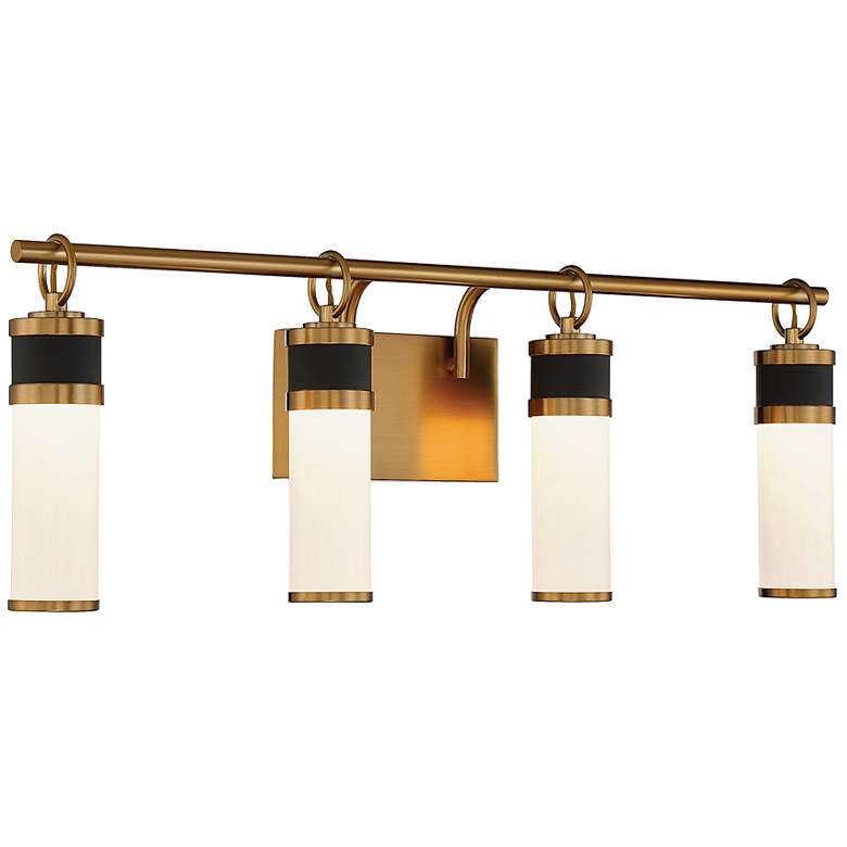Image 3 Abel 30"W Warm Brass with Matte Black 4-Light LED Bath Light more views