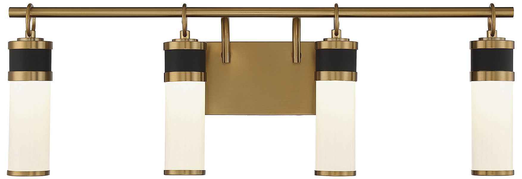 Abel 4-Light LED Bathroom Vanity Light Matte Black with Warm Brass Accents