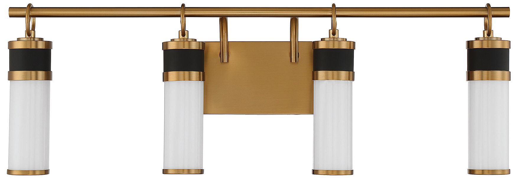 Image 2 Abel 4-Light LED Bathroom Vanity Light Matte Black with Warm Brass Accents more views