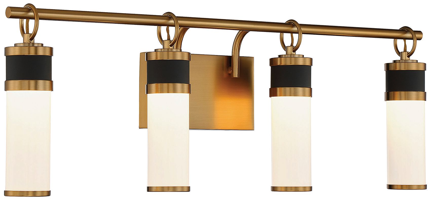 Image 3 Abel 4-Light LED Bathroom Vanity Light Matte Black with Warm Brass Accents more views