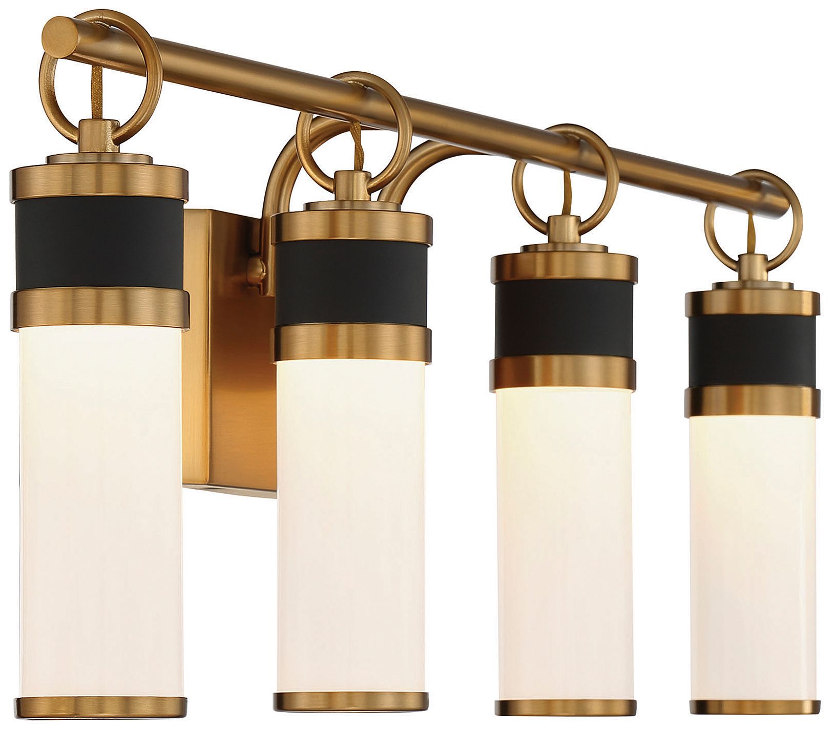 Image 4 Abel 4-Light LED Bathroom Vanity Light Matte Black with Warm Brass Accents more views