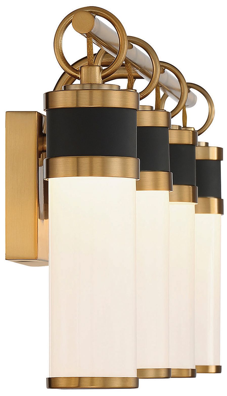 Image 5 Abel 4-Light LED Bathroom Vanity Light Matte Black with Warm Brass Accents more views