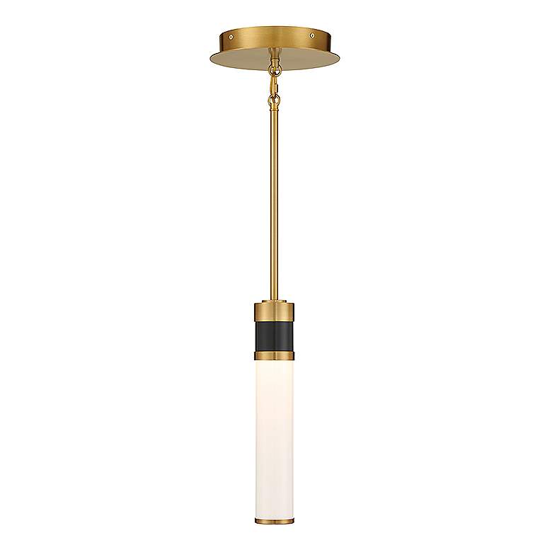 Image 1 Abel 8.25 inch Matte Black &#38; Warm Brass Accents Integrated LED Pendant
