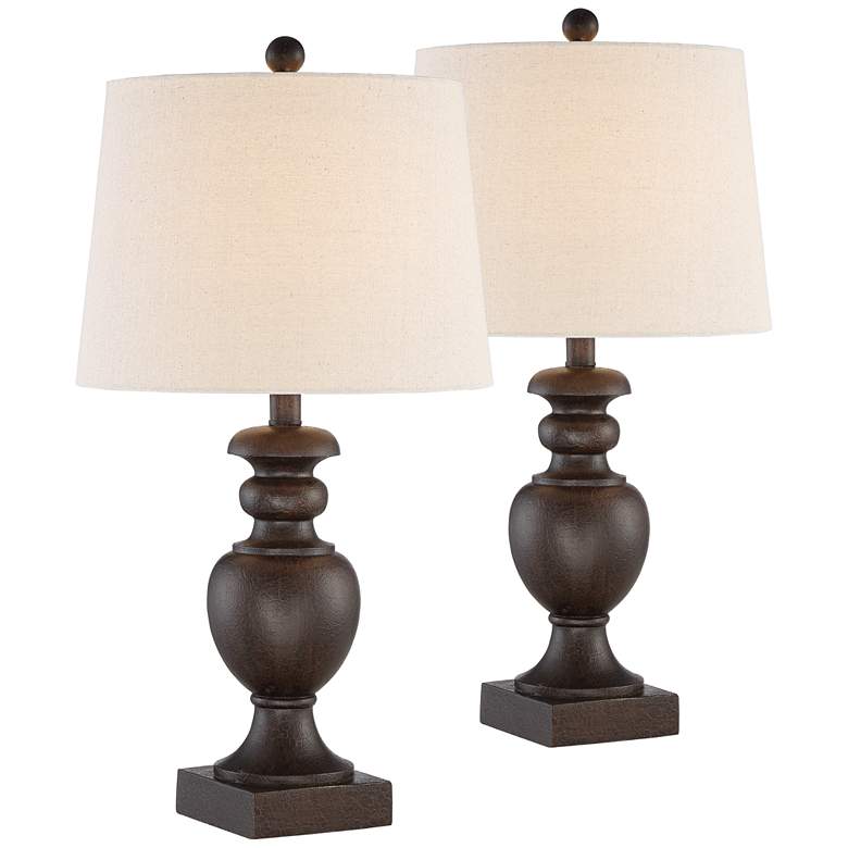 Image 2 Abel Bronze Pedestal Table Lamps Set of 2