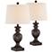 Abel Bronze Pedestal Table Lamps Set of 2
